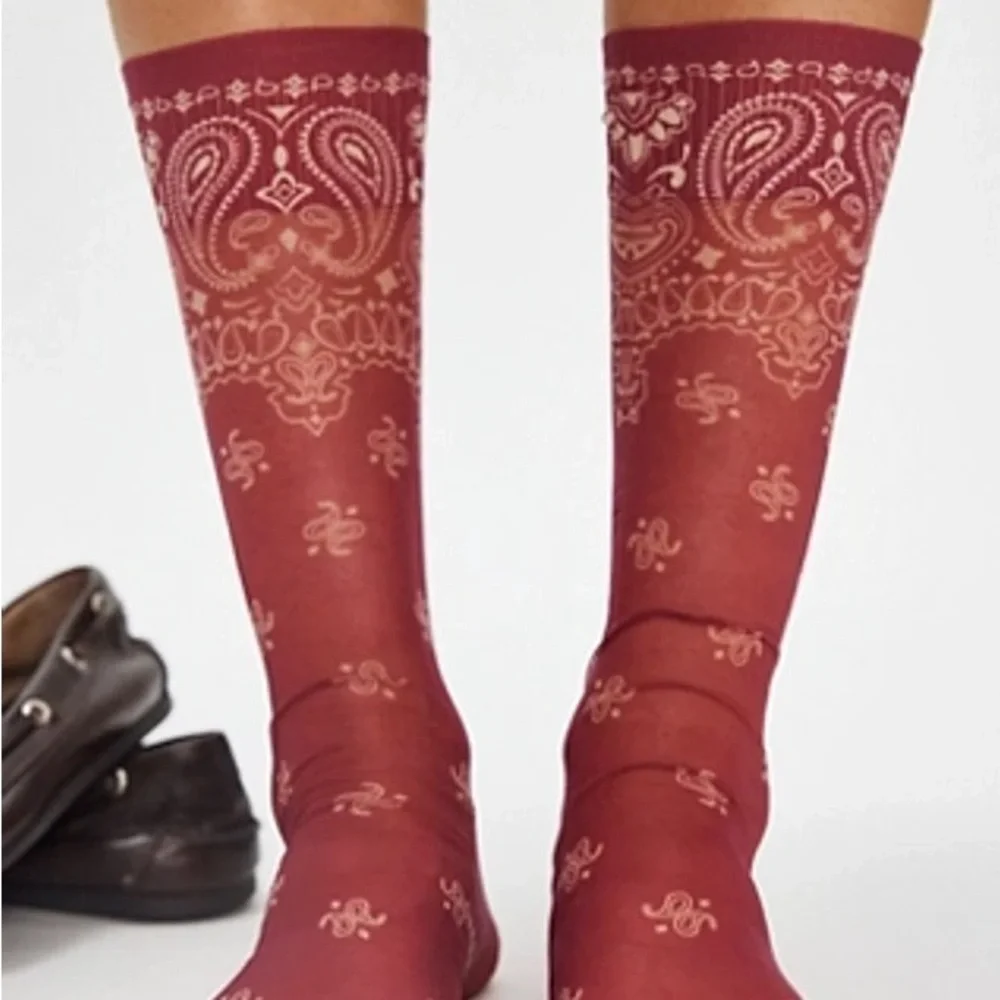 Free People X Maria Larosa Bandana Socks New